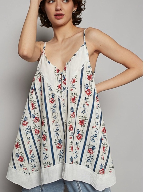 POL Tops - NWOT POL Ever After Floral Striped Top in Ivory